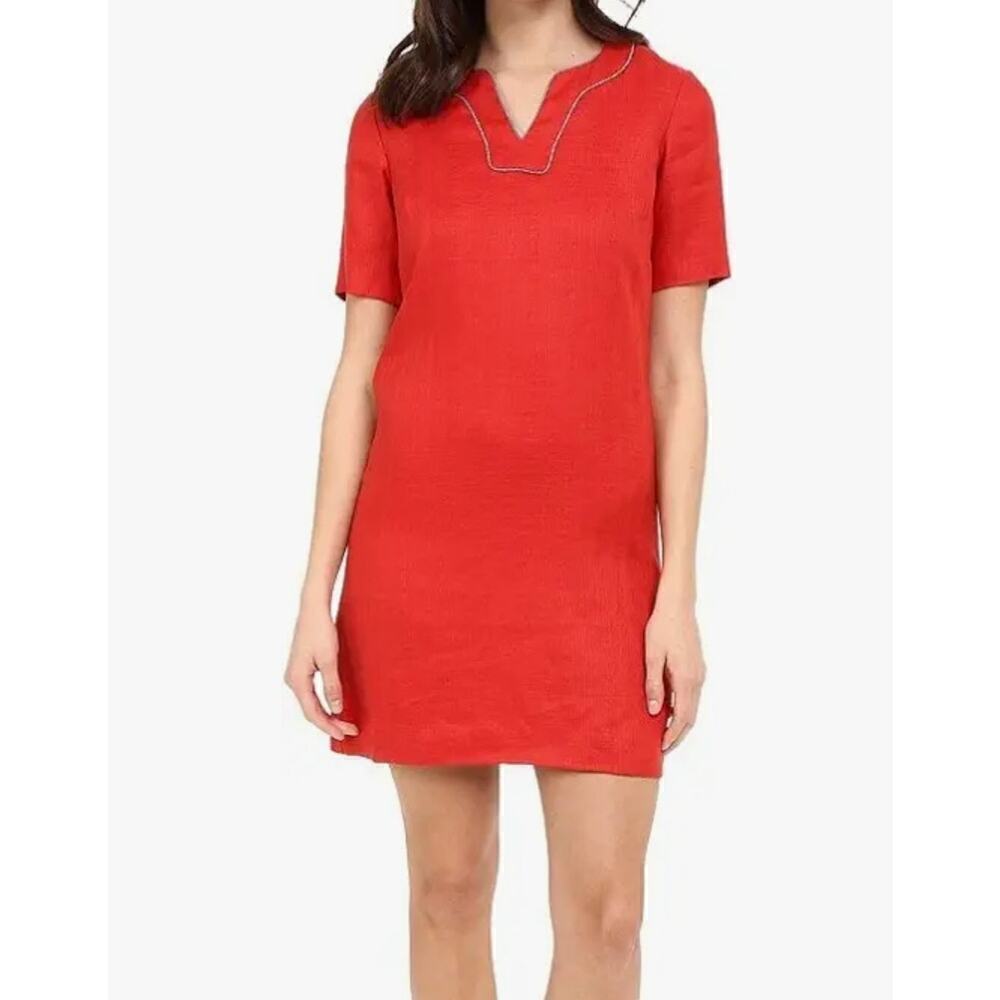 PENDLETON Lora Linen Shift Dress in Cayenne 10 Petite